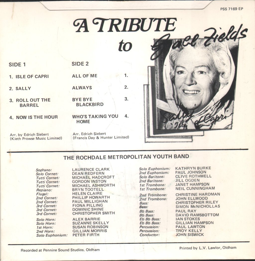 Rochdale Metropolitan Youth Band - A Tribute To Gracie - 7 Inch
