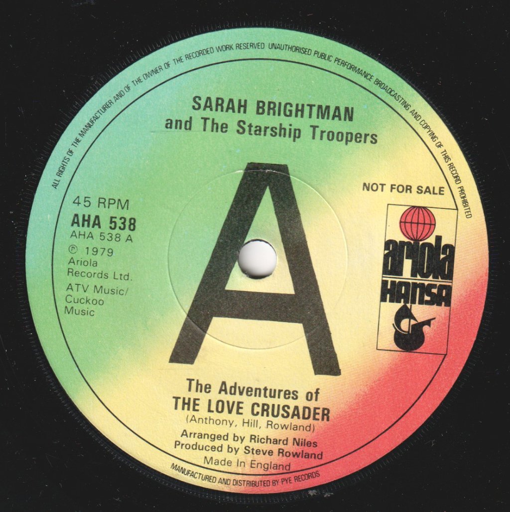 sarah brightman and the starship troopers - Adventures Of The Love Crusader - 7 Inch
