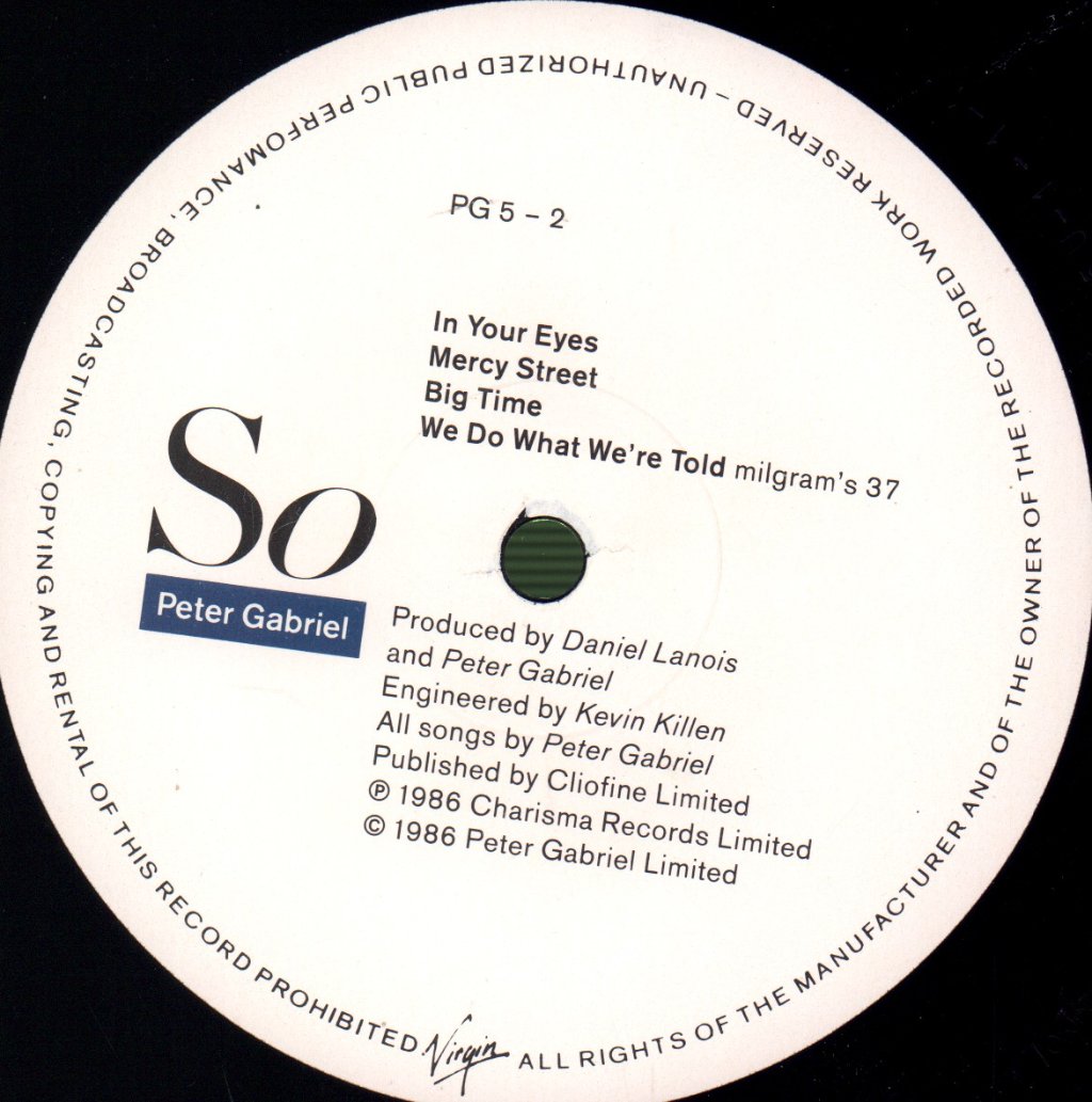Peter Gabriel - So - Lp