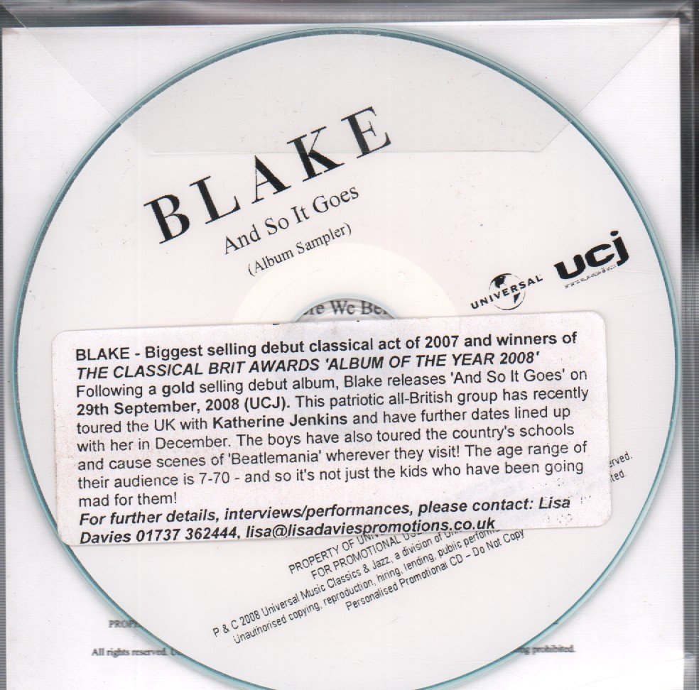 Blake - And So It Goes - Cdr