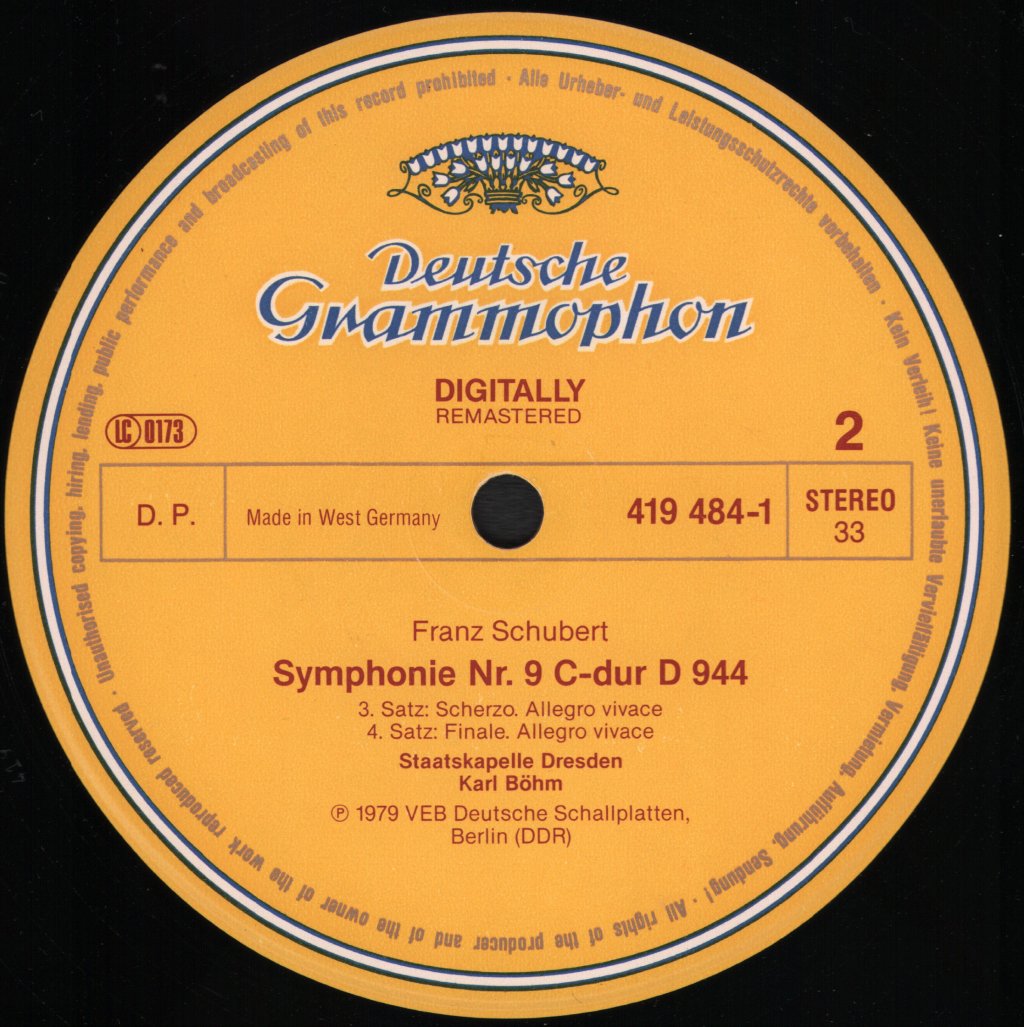 Karl Bohm / Dresden State Orchestra - Franz Schubert - Symphony No. 9 - Lp