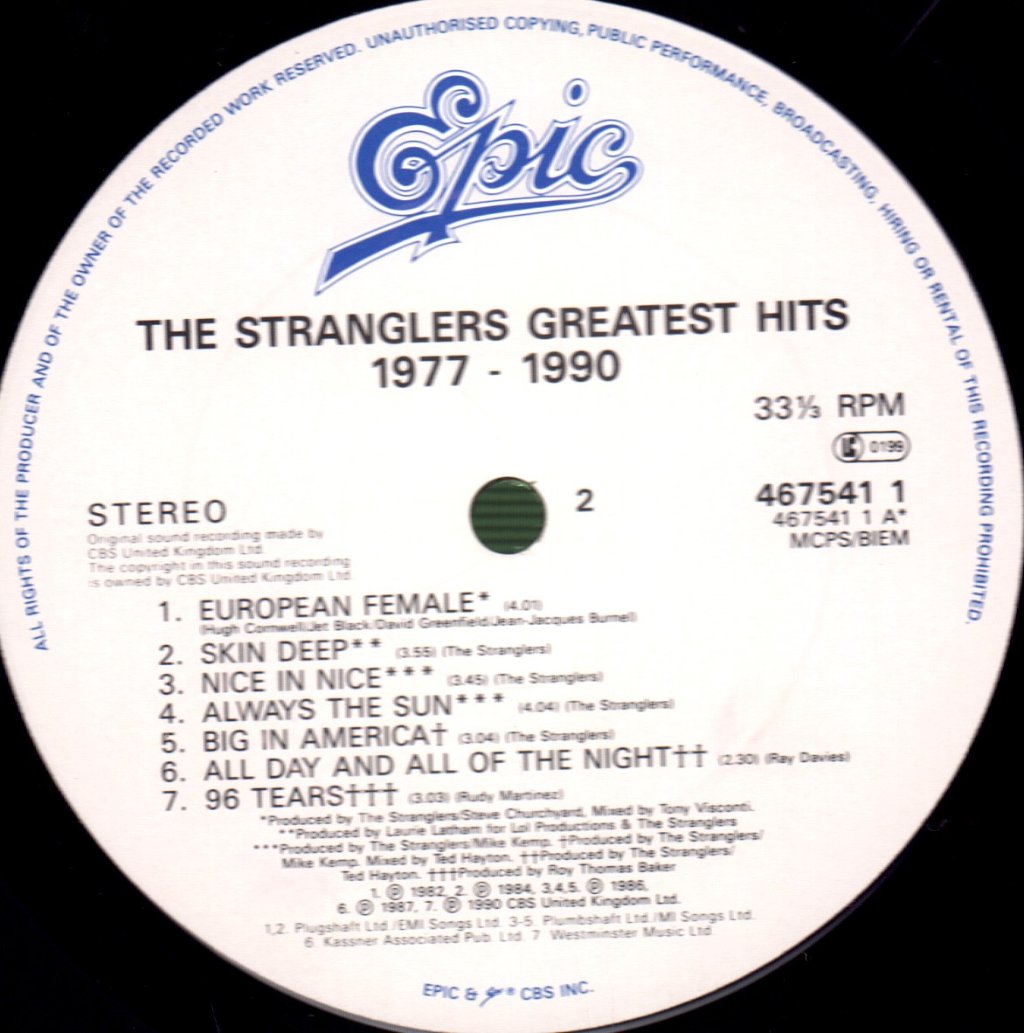 Stranglers - Greatest Hits 1977-1990 - Lp