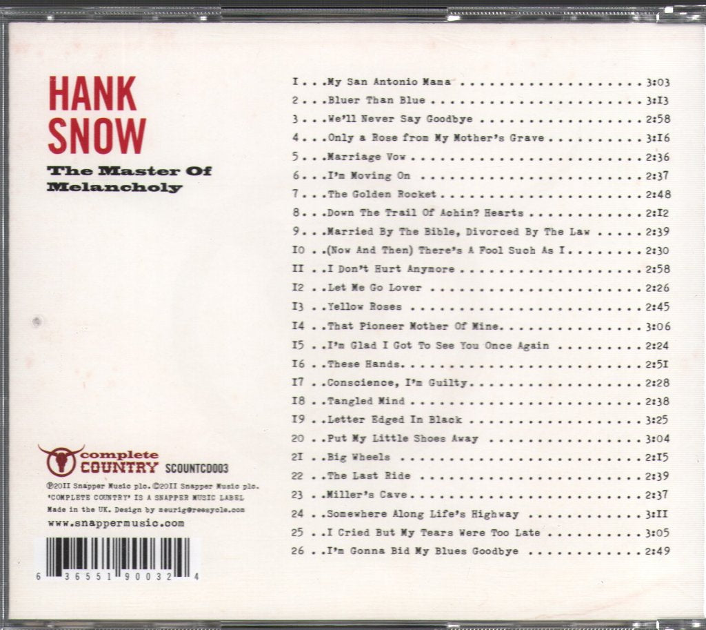 Hank Snow - Master Of Melancholy - Cd