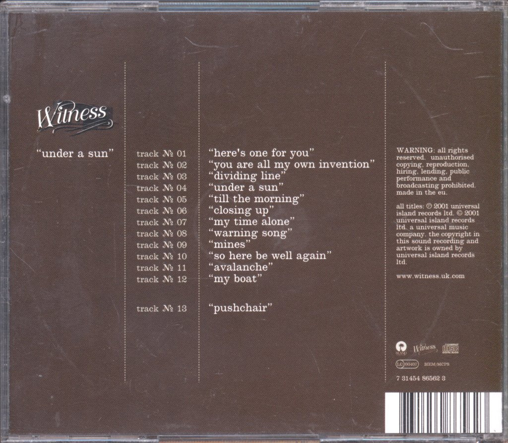 Witness (Wigan Band) - Under A Sun - Cd
