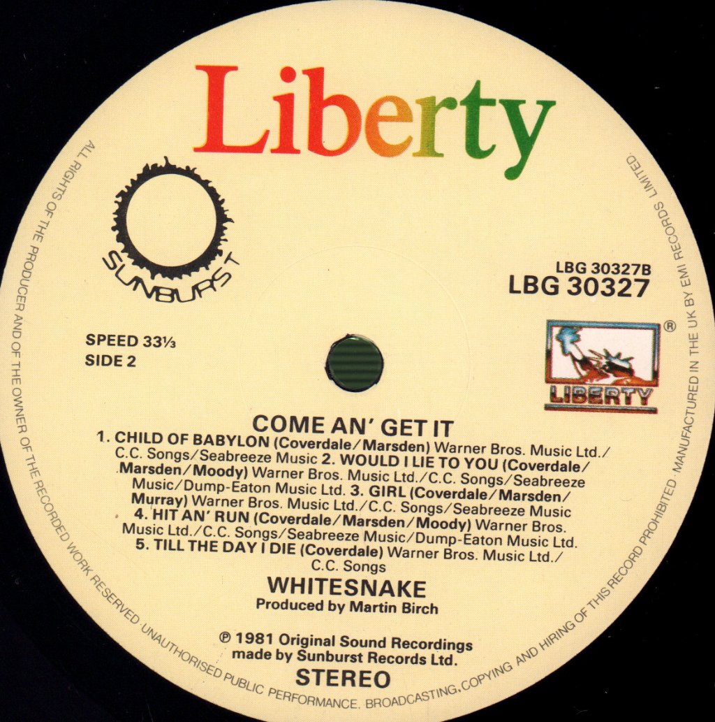 Whitesnake - Come An' Get It - Lp