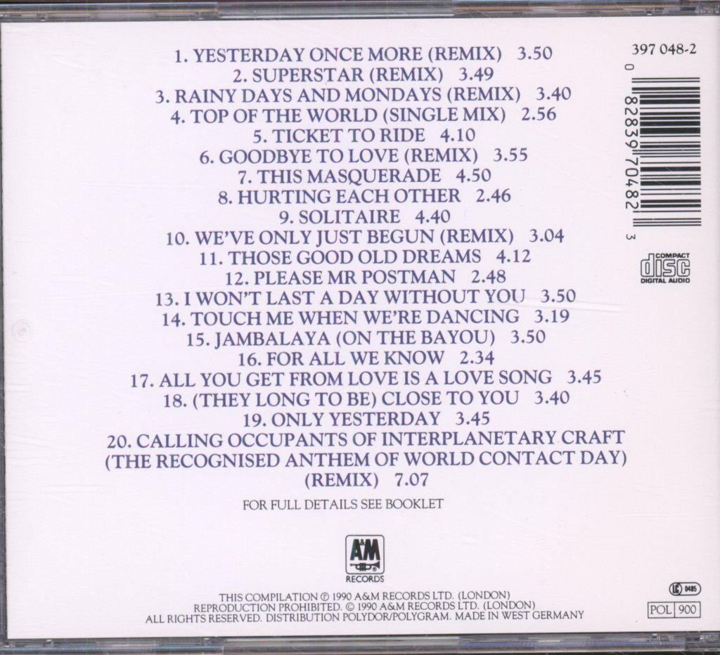 Carpenters - Their Greatest Hits - Cd