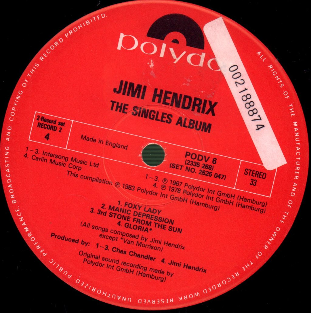Jimi Hendrix - Singles Album - Double Lp