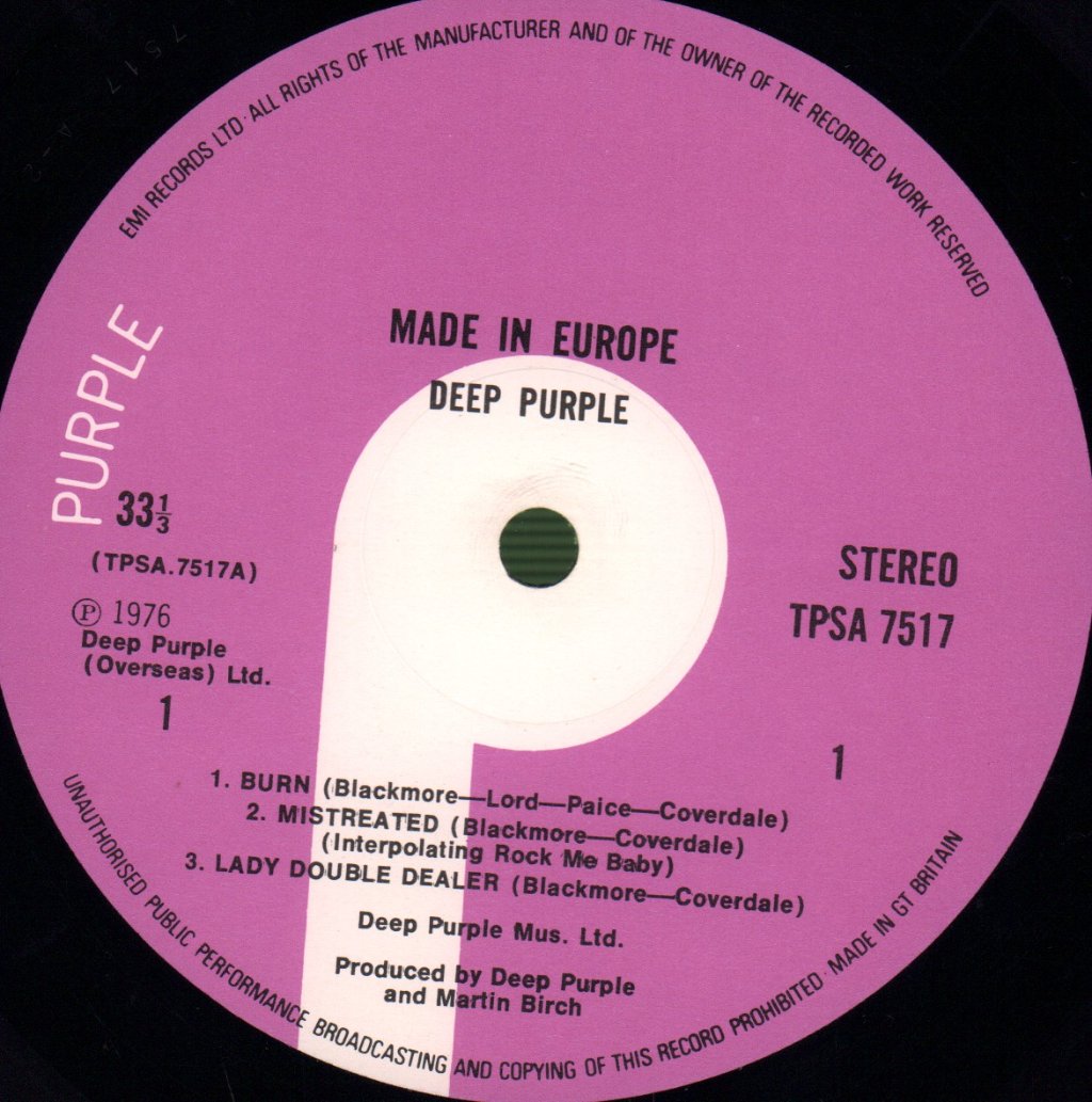 Deep Purple - Made In Europe - Lp