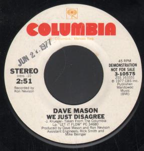 Dave Mason - We Just Disagree - 7 Inch