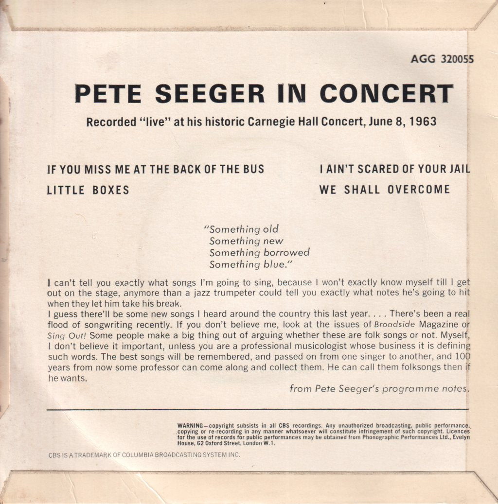 Pete Seeger - In Concert - 7 Inch