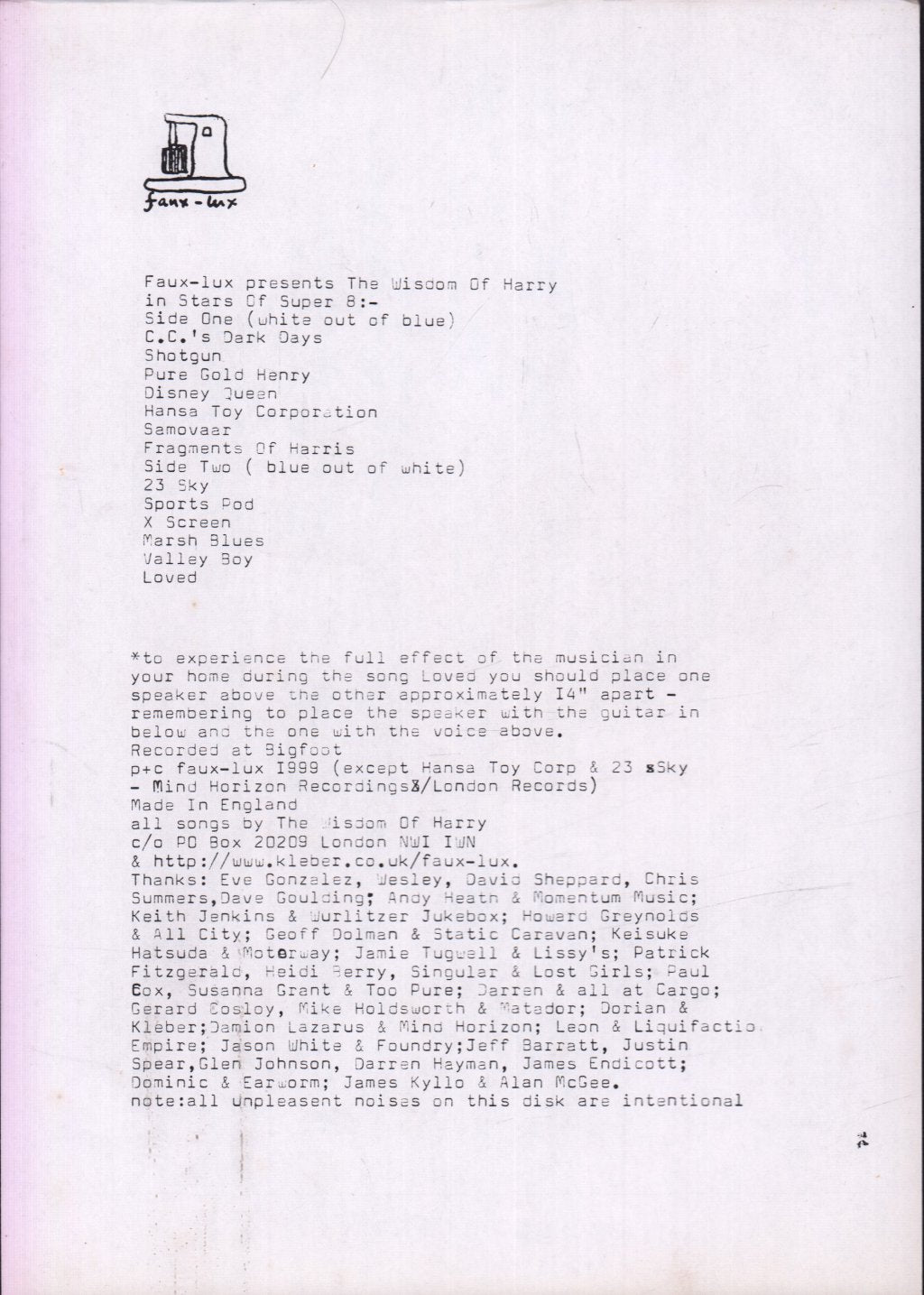 Wisdom Of Harry - Stars Of Super 8 - Lp