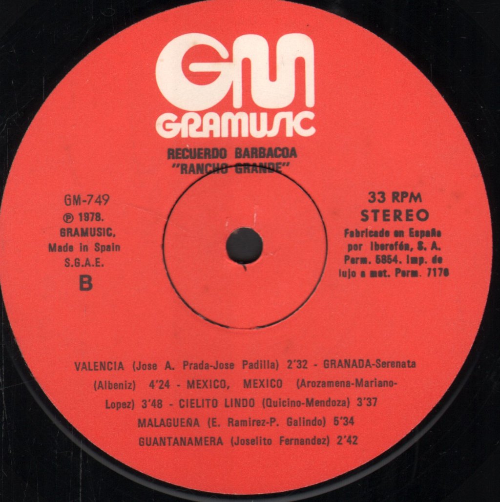 Recuerdo Barbacoa - Ranco Grande - Lp