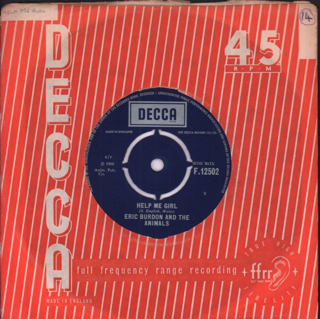 Eric Burdon And The Animals - Help Me Girl - 7 Inch