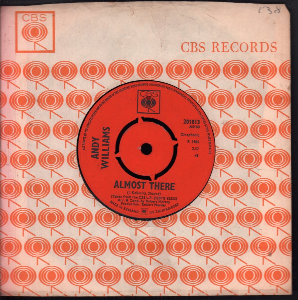 Andy Williams - Almost There - 7 Inch