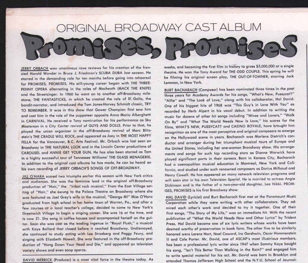 David Merrick - Promises, Promises - Lp