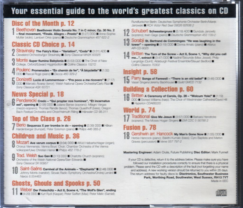 Various Artists - Classic CD 106 - Music Inspired By Ghosts - Cd