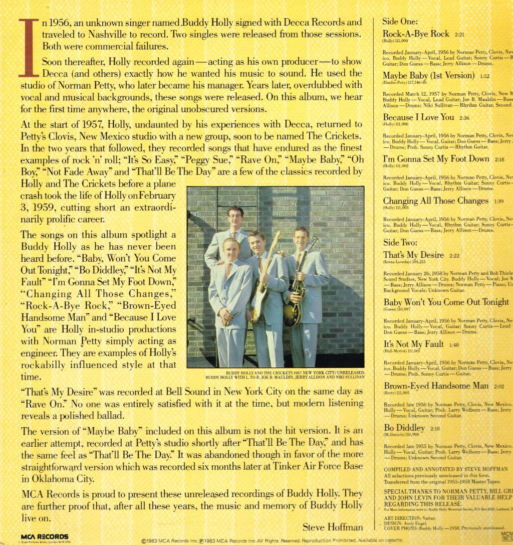 Buddy Holly - For The First Time Anywhere - Lp