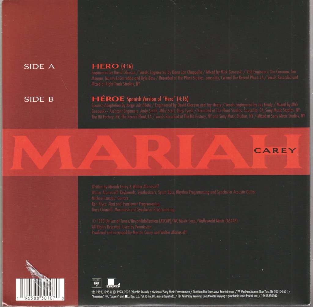Mariah Carey - Hero - 7 Inch