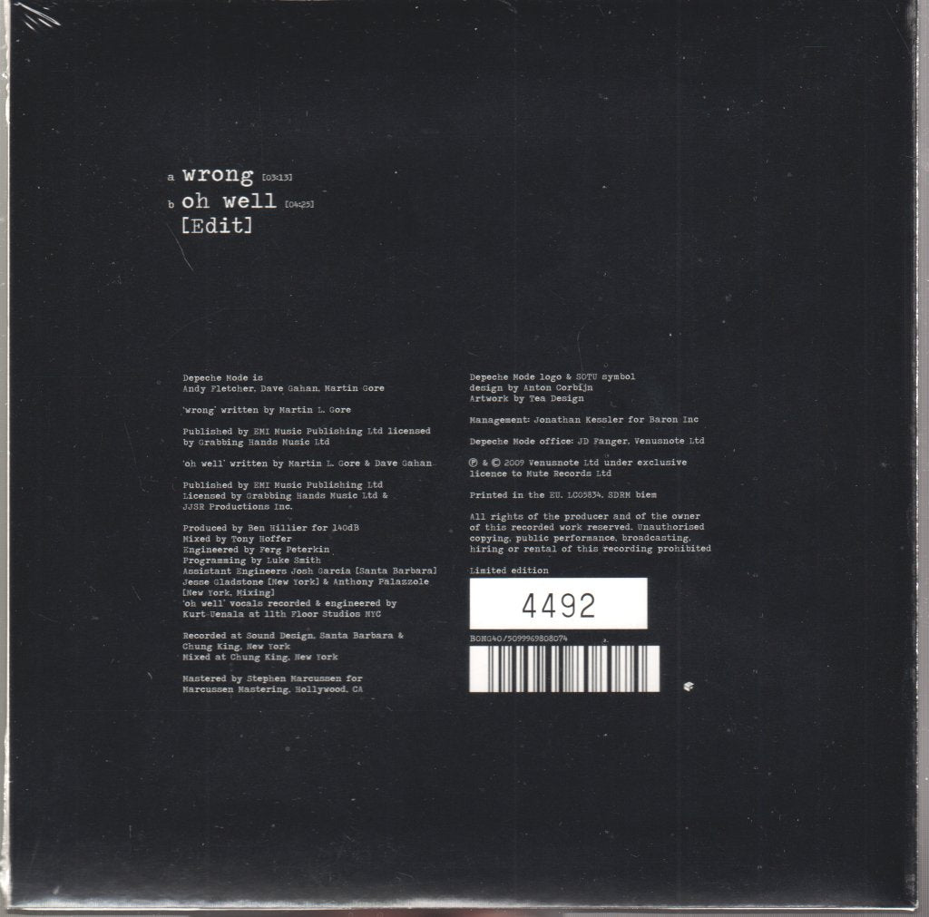 Depeche Mode - Wrong - 7 Inch
