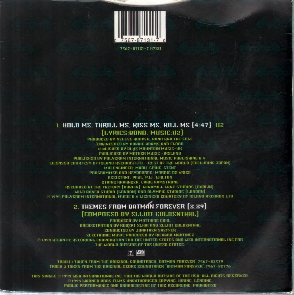U2 - Hold Me Thrill Me Kiss Me Kill Me - 7 Inch
