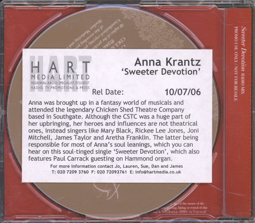 Anna Krantz - Sweeter Devotion Radio Mix - Cd