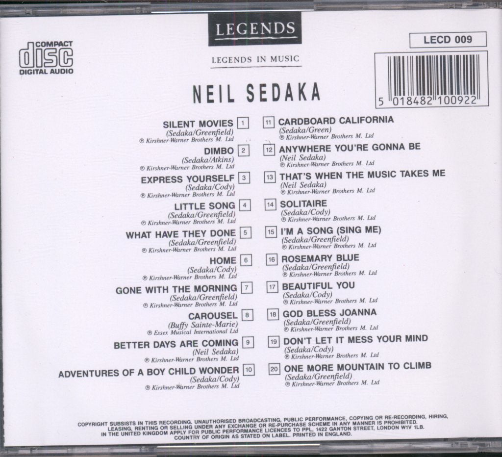 Neil Sedaka - Legends In Music - Neil Sedaka - Cd