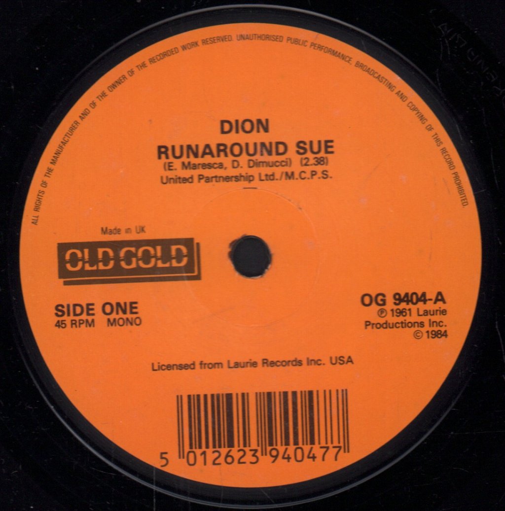Dion - Runaround Sue - 7 Inch