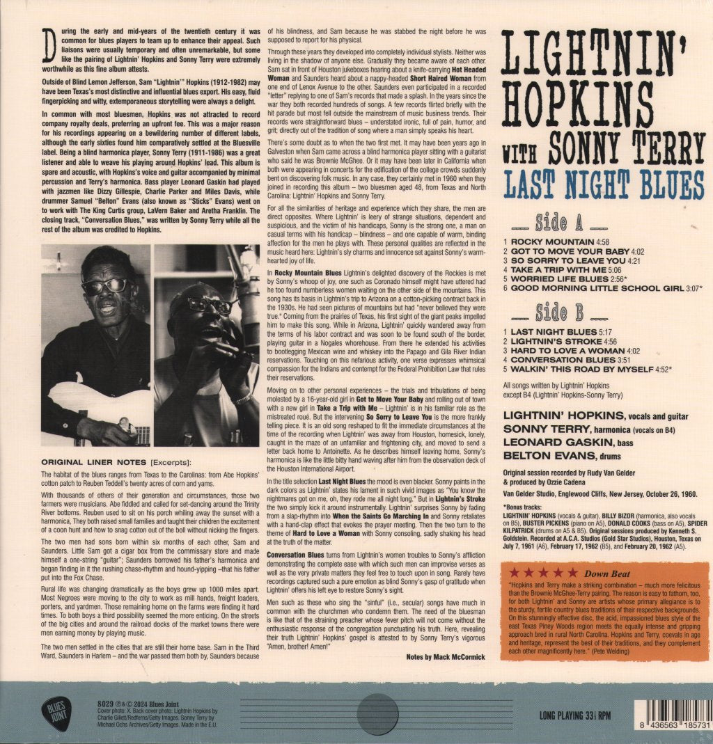 Lightnin' Hopkins and Sonny Terry - Last Night Blues - Lp