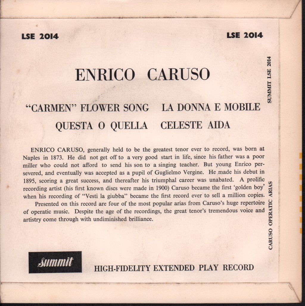 Enrico Caruso - Flower Song - 7 Inch