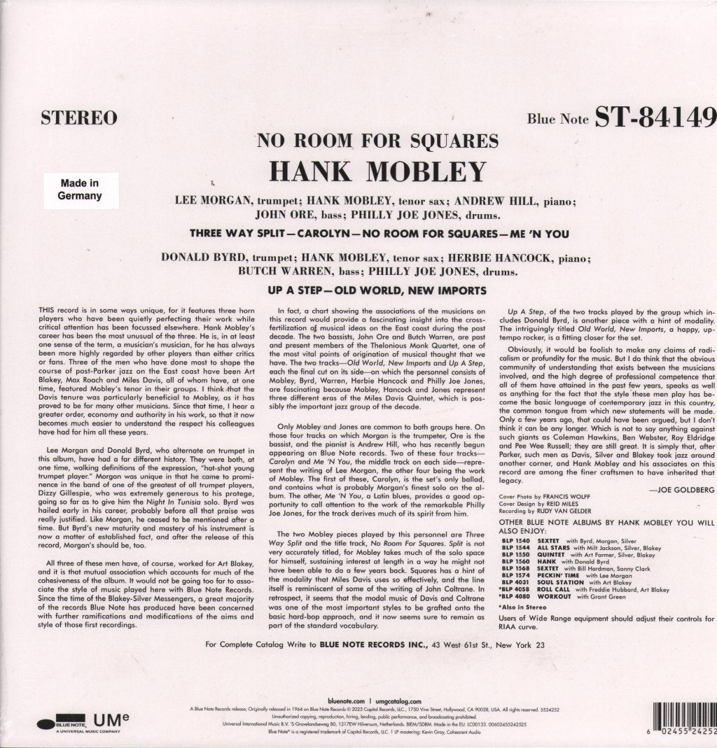 Hank Mobley - No Room For Squares - Lp