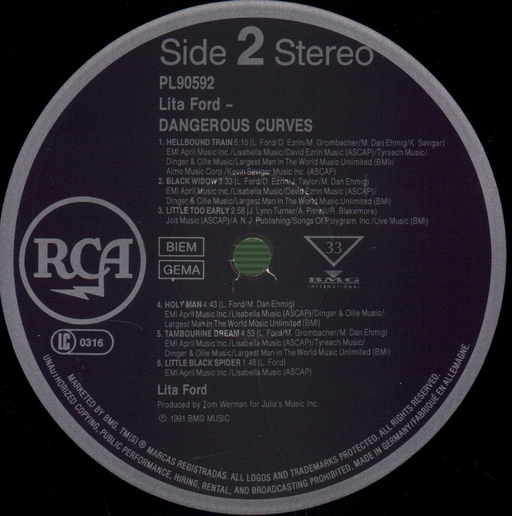 Lita Ford - Dangerous Curves - Lp