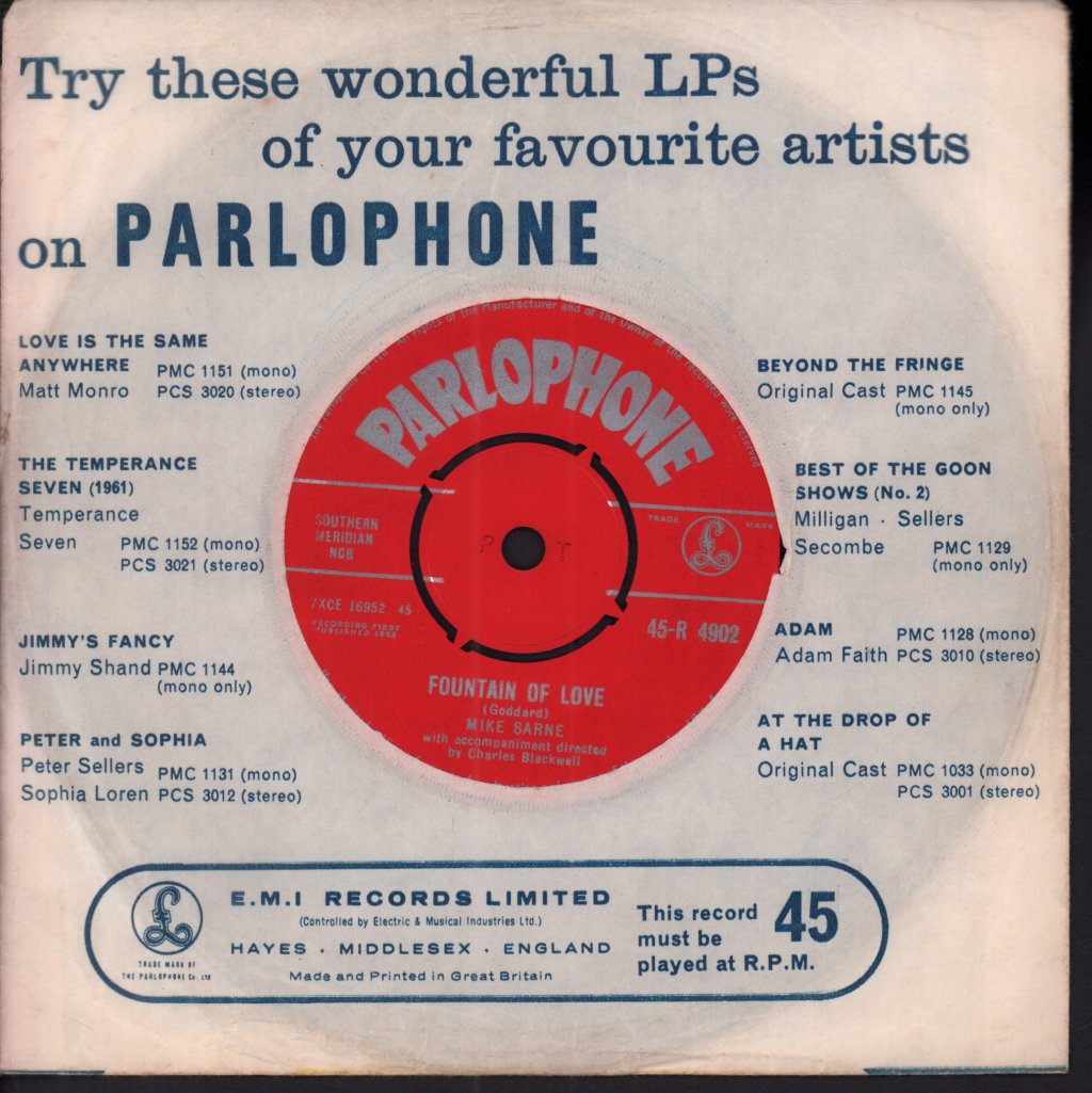 Mike Sarne - Come Outside - 7 Inch