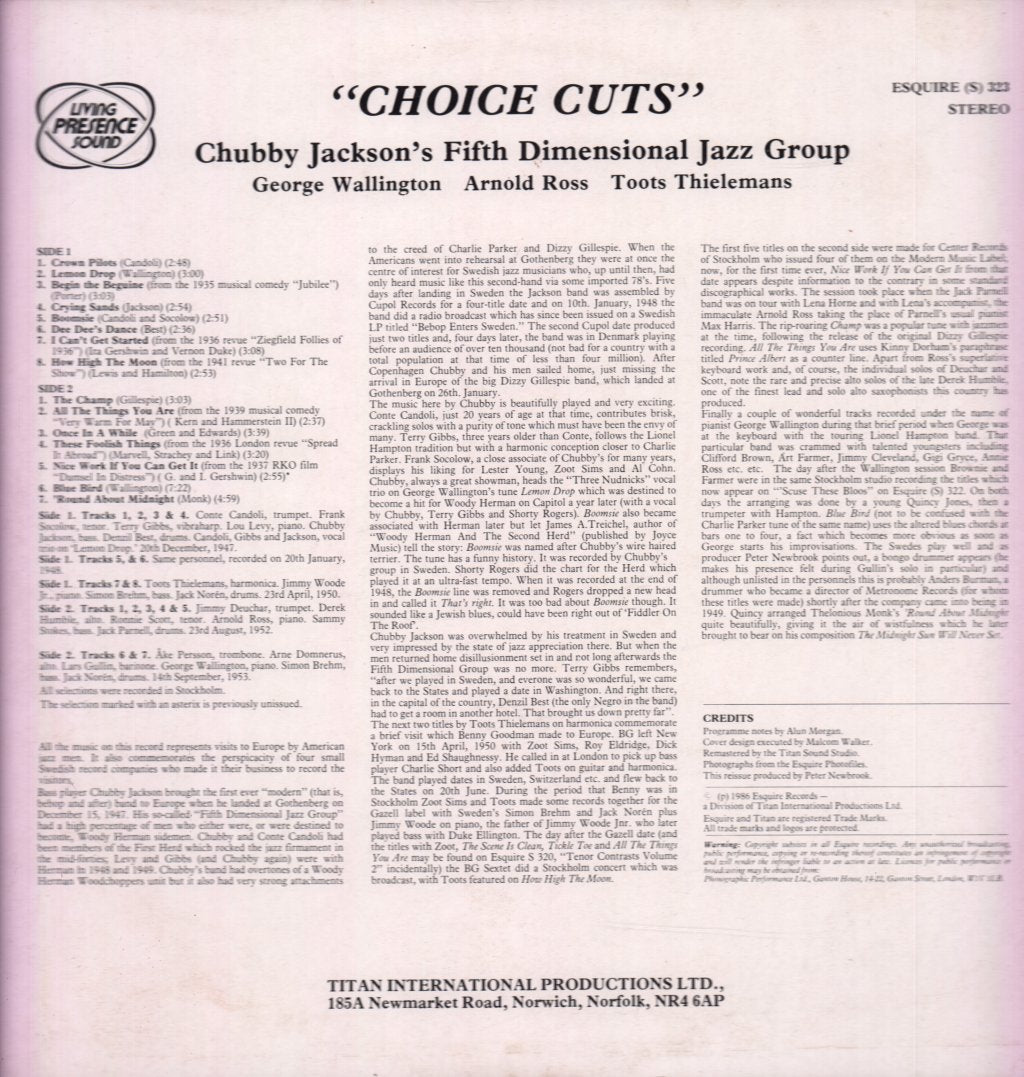 chubby jackson's fifth dimension jazz group - Choice Cuts - Lp