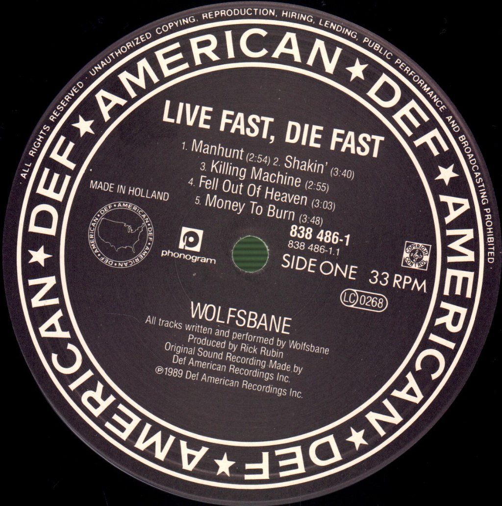 Wolfsbane - Live Fast, Die Fast - Lp