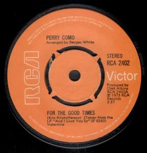 Perry Como - For The Good Times - 7 Inch