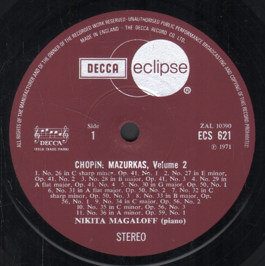 Nikita Magaloff - Chopin - Mazurkas, Vol 2 - Lp