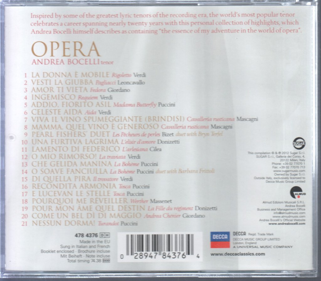 Andrea Bocelli - Opera - Cd