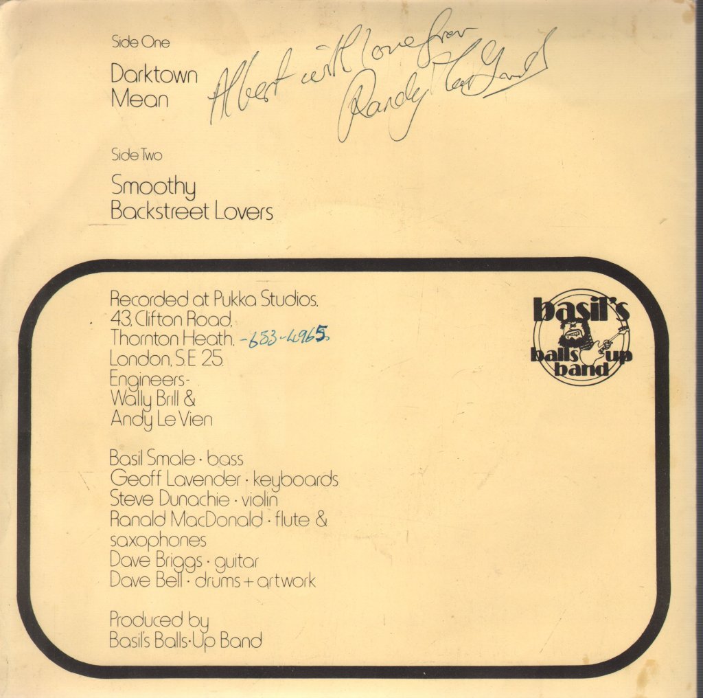 Basil's Balls Up Band - Darktown - 7 Inch