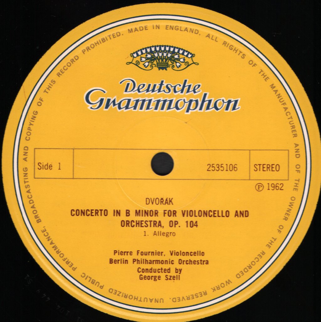 Pierre Fournier / George Szell / Berlin Philharmonic - Antonin Dvorak - Concerto For Cello And Orchestra - Lp