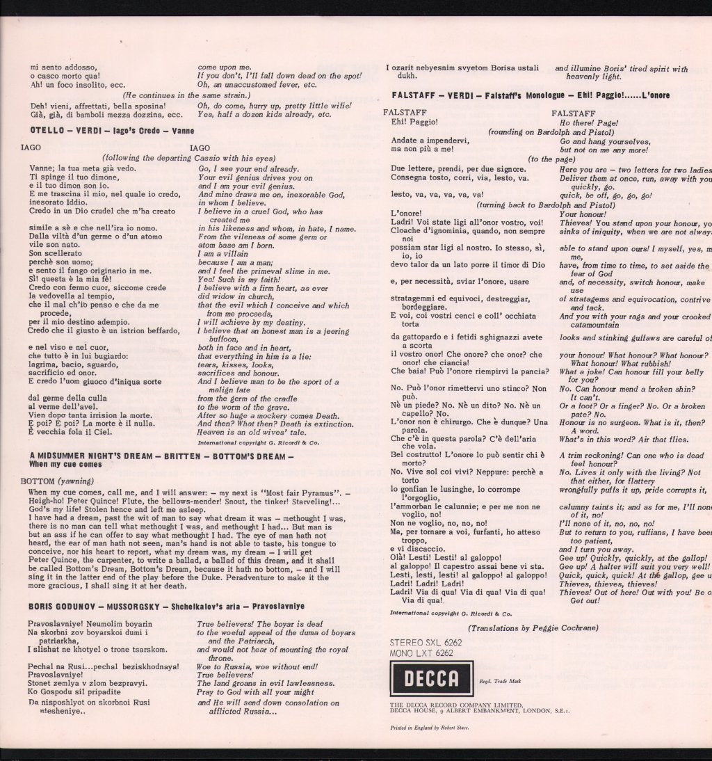 Geraint Evans - Operatic Recital - Lp