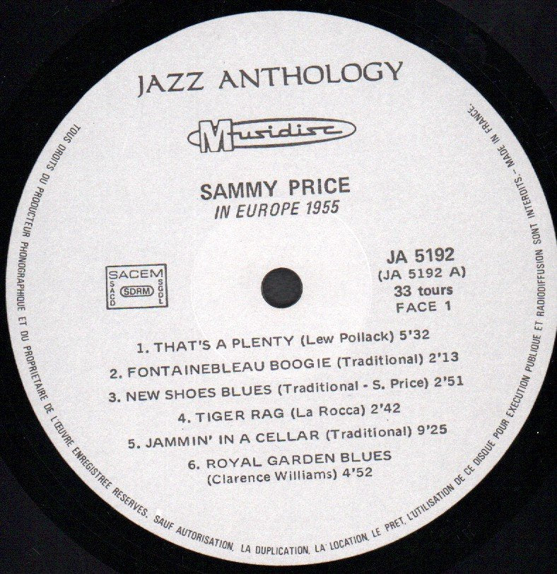 Sammy Price - In Europe 1955 - Lp