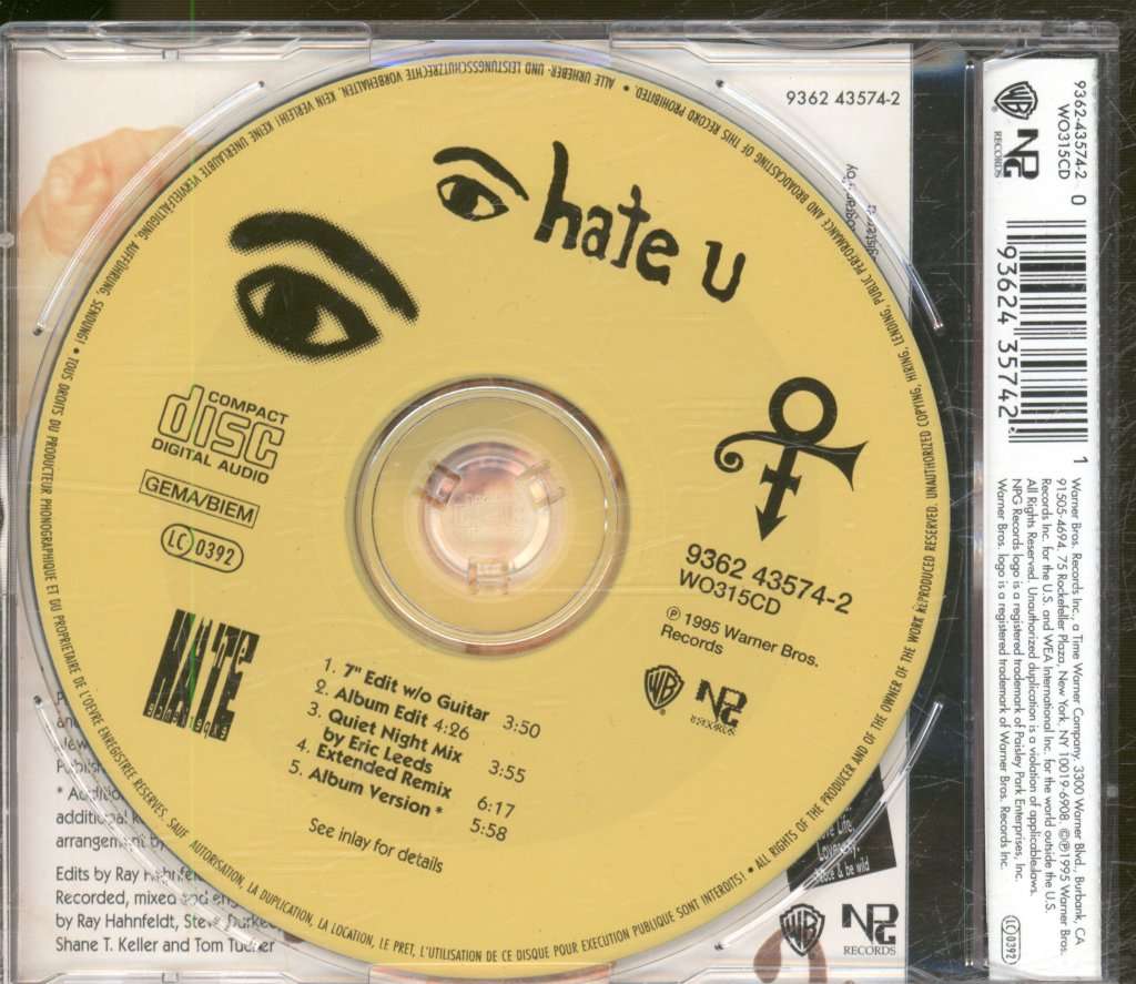 Artist (Formerly Known As Prince) - I Hate U (The Hate Experience) - Cd