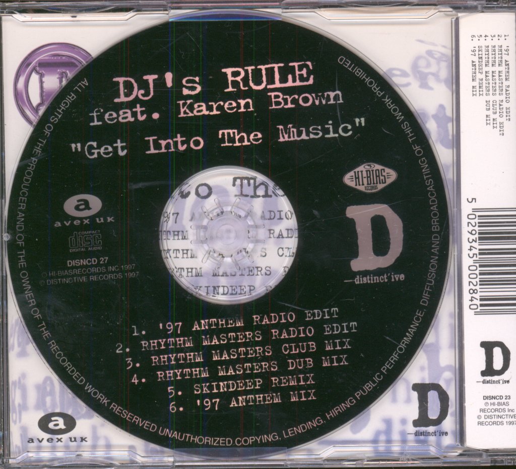 DJ's Rule Feat. Karen Brown - Get Into The Music - Cd