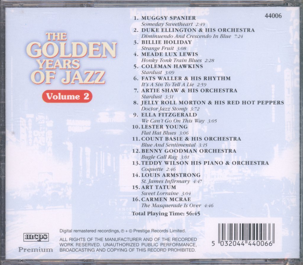 Various Artists - Golden Years Of Jazz Volume 2 - Cd