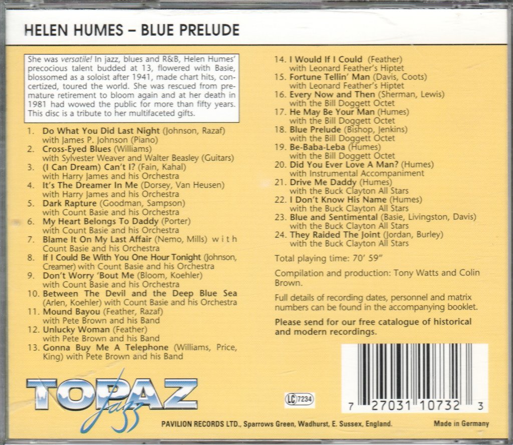 Helen Humes - Blue Prelude - Cd