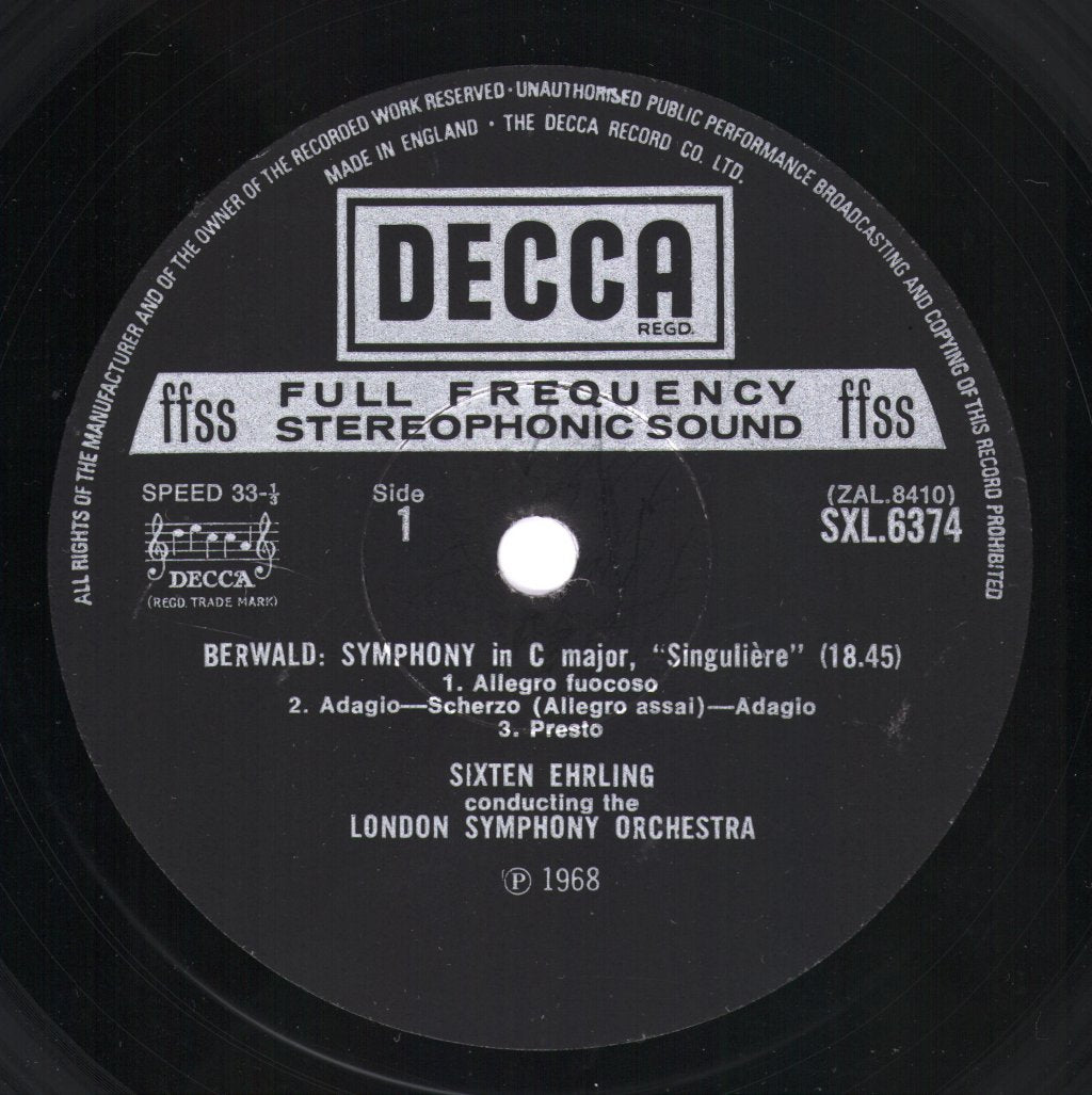 London Symphony Orchestra / Sixten Ehrling - Sinfonie Singulière / Symphony In E Flat - Lp