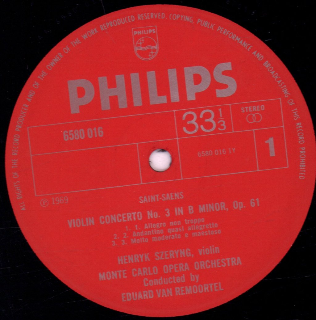 monte carlo opera orchestra - Szeryng Violin Concerto No. 3 - Lp
