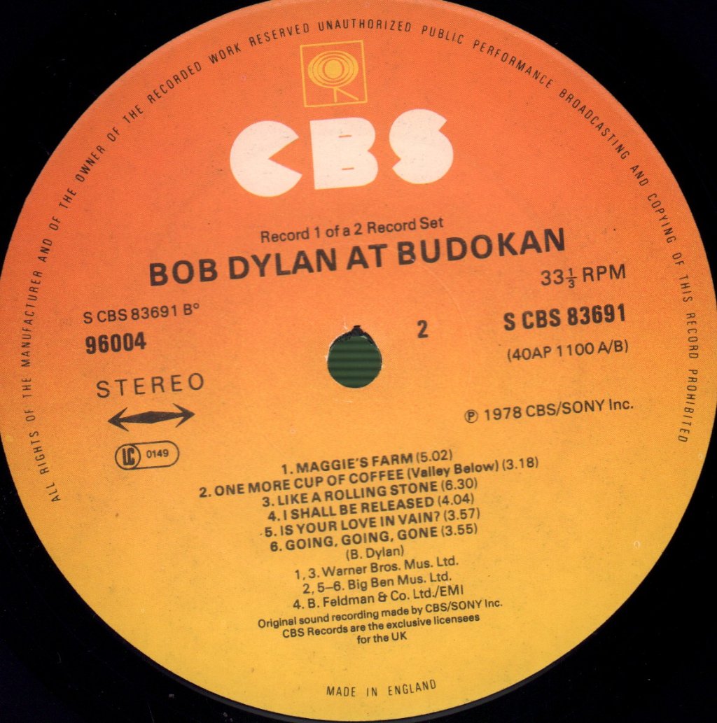 Bob Dylan - At Budokan - Double Lp