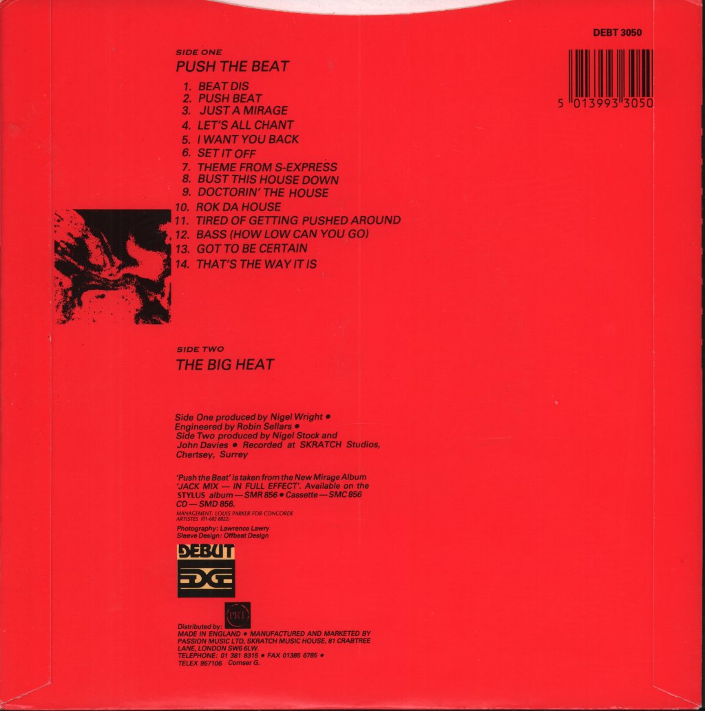 Mirage (Dance) - Push The Beat - 7 Inch