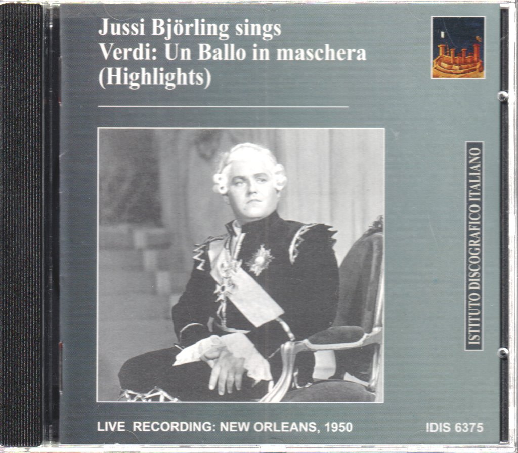 Jussi Björling - Sings Verdi  Un Ballo in maschera Highlights - Cd